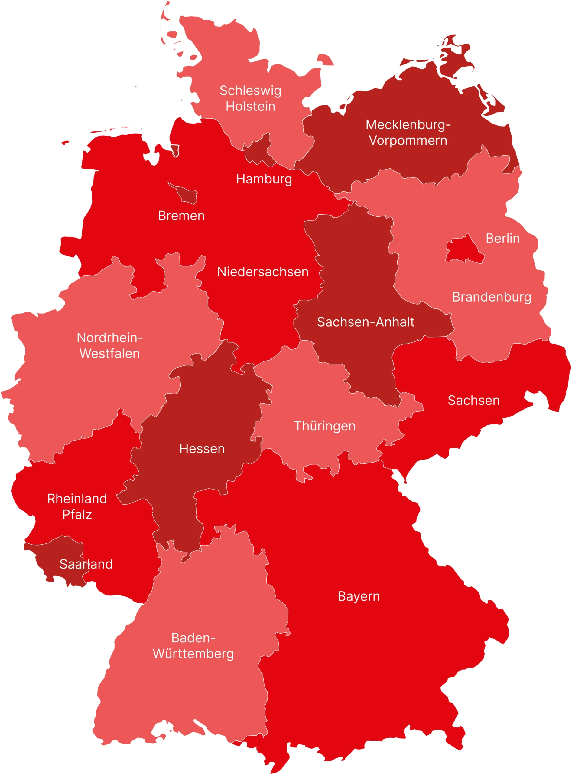deutschlandkarte-kremer-einzugsgebiet-bundesweit Grafik als bundesweites Einzugsgebiet des Kremer Pflegedienstes